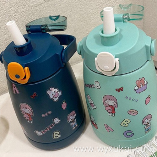 Safety Vacuum Flasks bottle for kids with straw